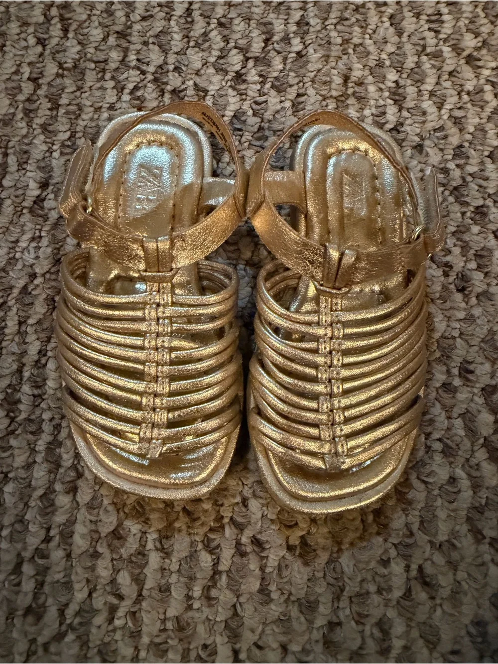 Zara Girls Metallic Gold Strappy Sandals